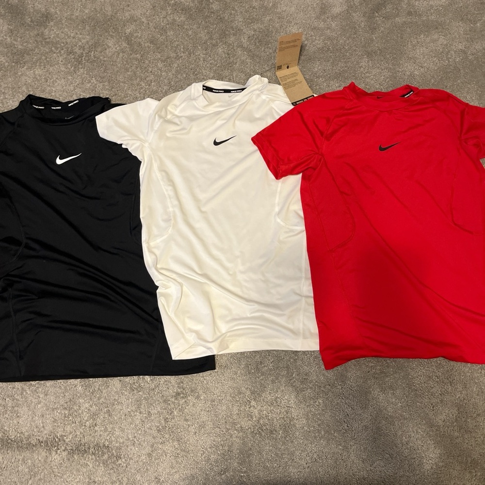 Nike Pro Compression Shirts - Black, White, Red